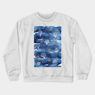 Seashells Whimsical Watercolor Pattern Crewneck Sweatshirt